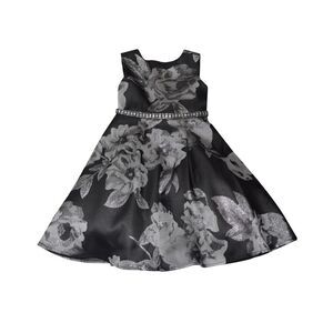 Blueberi Boulevard Little Girls Sleeveless Floral Jacquard Dress